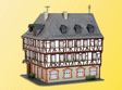 Half-Timbered Corner House -- 5-29/32 x 5-5/16 x 6-5/16"  15 x 13.5 x 16cm