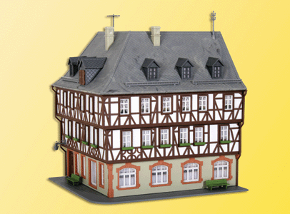 Half-Timbered Corner House -- 5-29/32 x 5-5/16 x 6-5/16"  15 x 13.5 x 16cm