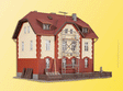 Railway Station with Next Door Building -- 17.5 x 14 x 13.5cm, 13 x 6 x 7cm