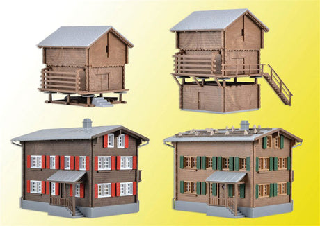 Walser, Germany, Village Set -- Kit - 2 Houses, Stable & Barn