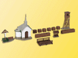 Outdoor Chapel w/Accessories -- 2-3/8 x 2-3/8 x 3-7/8"  6 x 6 x 10cm