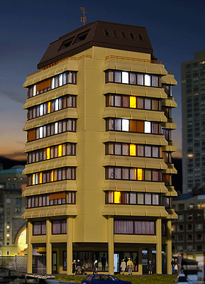 High-Rise Apartment/Commercial Building w/Interior Lighting Starter Set -- Kit - 7-7/8 x 7-1/16 x 13-3/8"  20 x 18 x 34cm