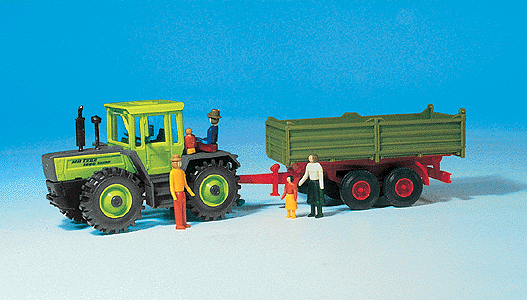 Kibri 50th Anniversary Model Kits -- Mercedes 4x4 Farm Tractor w/2-Axle Trailer