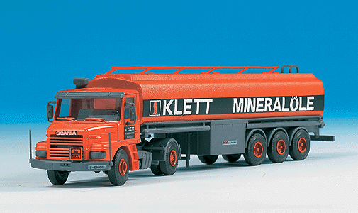 Kibri 50th Anniversary Model Kits -- Scania 2-Axle Conventional w/3-Axle Tank Trailer - Klett Mineralole