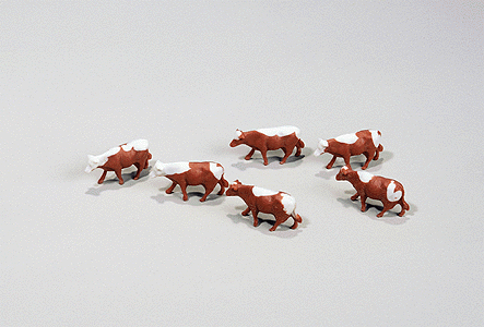 30 Years Kibri - Standing Cows pkg(6) -- Brown & White
