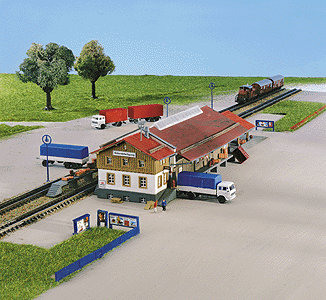 Freight House w/Two Trucks & Details