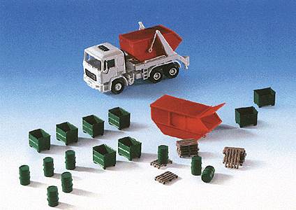 Garbage Container Vehicle -- w/Barrels & Dumptsters