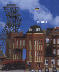Government Building with Railroad Crossing -- 8-7/8 x 5-15/16 x 11-13/16"  22 x 15 x 30cm