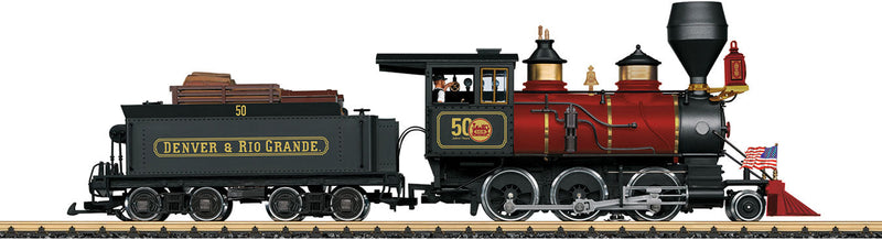 2-6-0 Mogul - Sound & DCC -- Denver & Rio Grande Western #50 (black, red; LGB 50th Anniversary Logo)