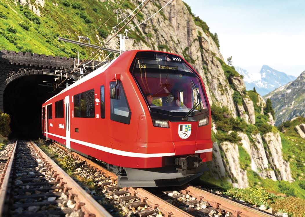 Stadler Class ABe 4/16 Capricorn Rail Car - Sound and DCC -- Rhaetian Railway RhB #3111 (Era VI, red, gray, white)-1