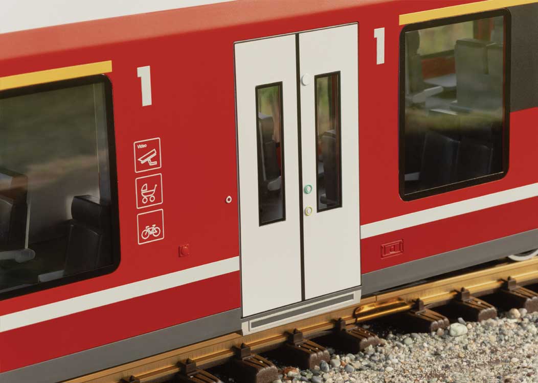 Stadler Class ABe 4/16 Capricorn Rail Car - Sound and DCC -- Rhaetian Railway RhB #3111 (Era VI, red, gray, white)-5