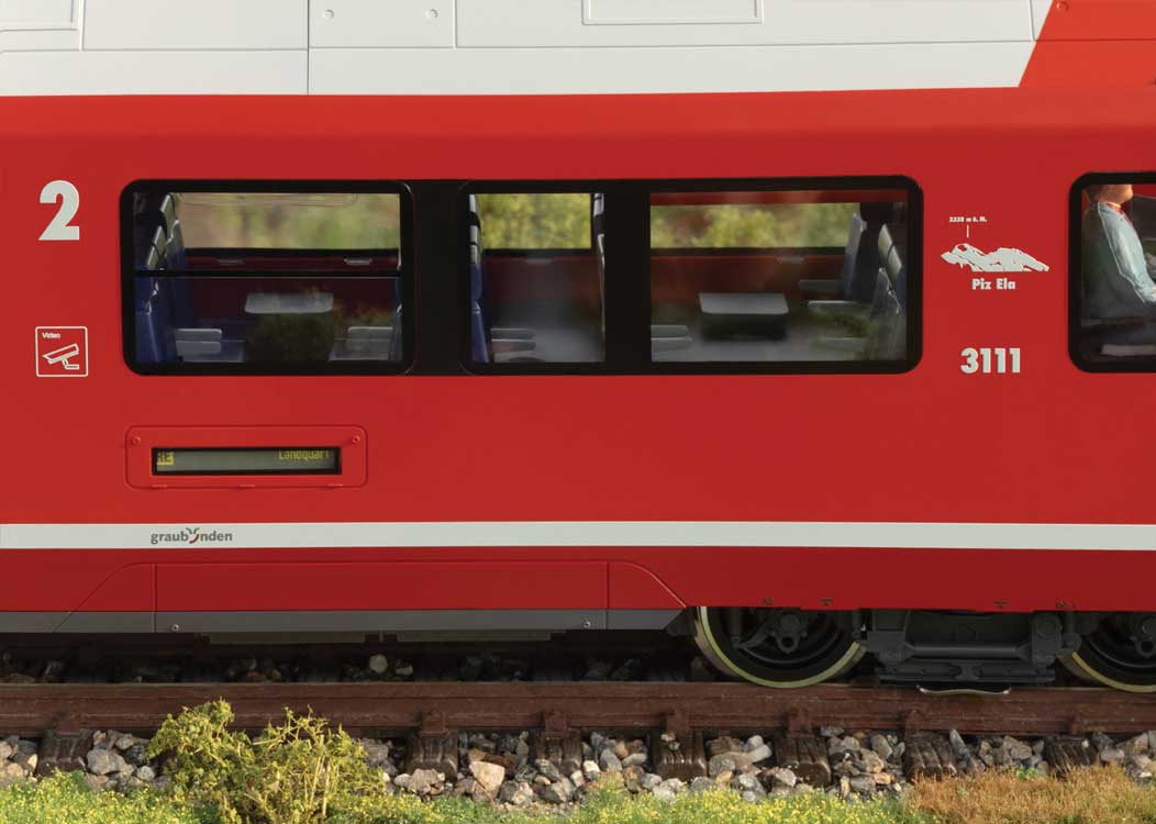 Stadler Class ABe 4/16 Capricorn Rail Car - Sound and DCC -- Rhaetian Railway RhB #3111 (Era VI, red, gray, white)-6