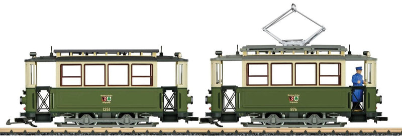 2-Unit Streetcar - Nuremburg Toy Fair Edition -- Nuremburg #876, 1251 (green, cream)
