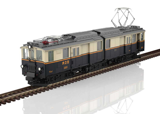 Class FZe 6/6 Railcar - Baggage - Sound and DCC -- MOB #2001 (Era II As-Delivered, black, cream, orange)-1