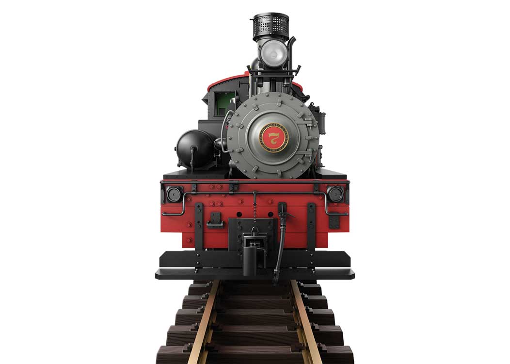 Class C Three-Truck Shay - Sound, Smoke and DCC -- Roaring Camp & Big Trees #7 (2025, black, graphite, red, Tuscan)-5
