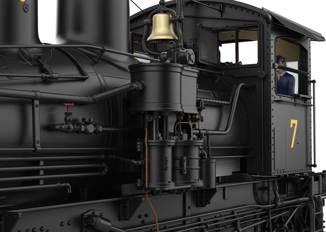 Class C Three-Truck Shay - Sound, Smoke and DCC -- Westside Lumber Company #7 (black, graphite, red)-4