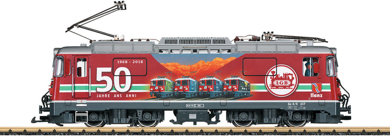Class Ge 4-4 II Electric - Sound & DCC -- Rhaetian Railway RhB 617 (LGB 50th Anniversary, Era VI, red, green, silver)-1