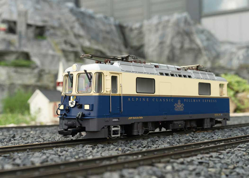 Class Ge 4/4 II Electric - Sound and DCC -- Rhaetian Railway RhB #626 (Alpine Pullman Express Scheme Era VI; blue, ivory-1