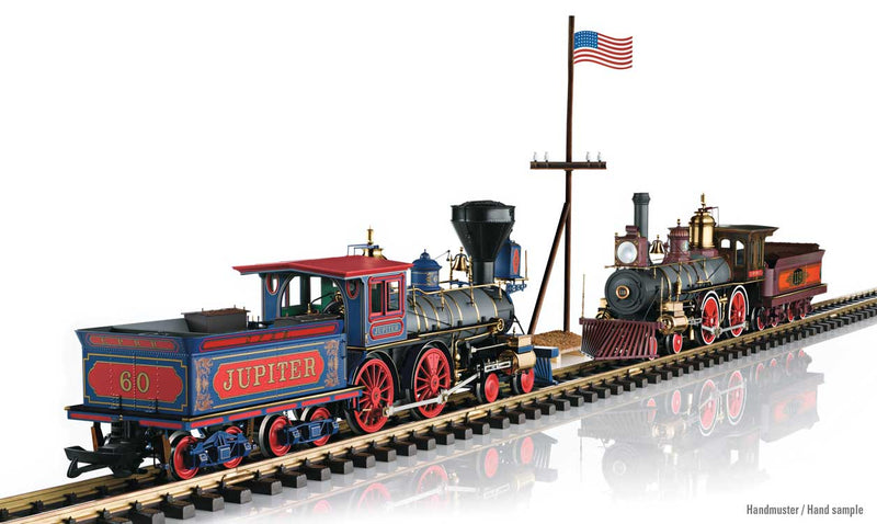 Golden Spike 4-4-0 Locomotive Commemorative Set with Wood Case - Sound and DCC -- Union Pacific #119, Central Pacific "Jupiter"-1