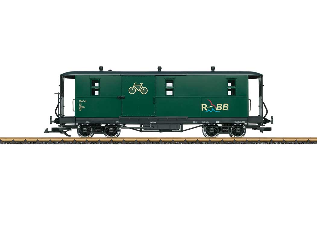 4-Axle Baggage Car - Ready to Run -- Rugensche Baderbahn RuBB (Era VI, green, black)