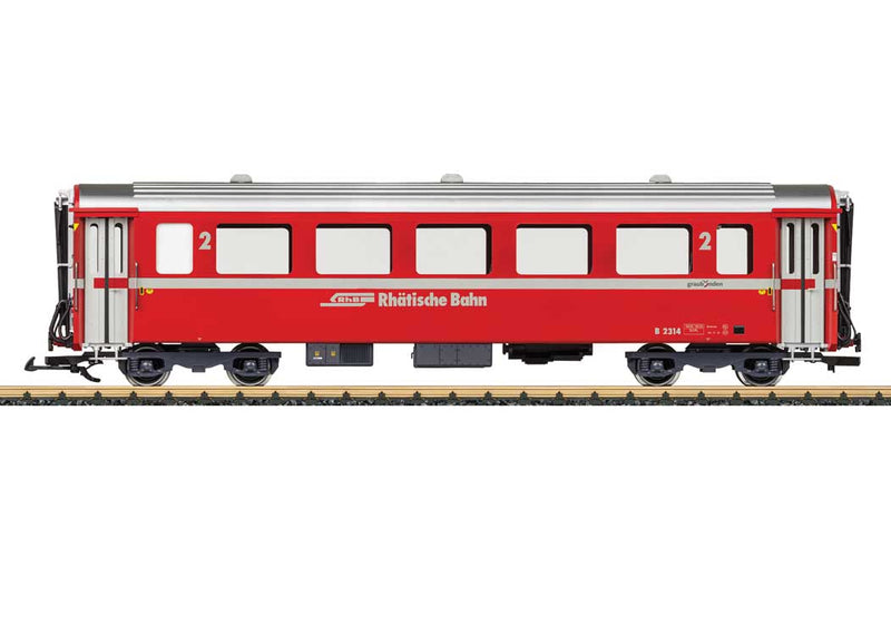 2nd Class Coach - Ready to Run -- Rhaetian Railway RhB (Era VI, red, silver)-1