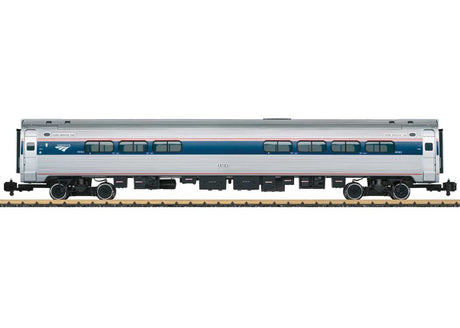 Amfleet(R) Club/Food Service with Lighting - Ready to Run -- Amtrak #48183 (Phase VI, silver, blue, red, white, Travelmark Logo)-1