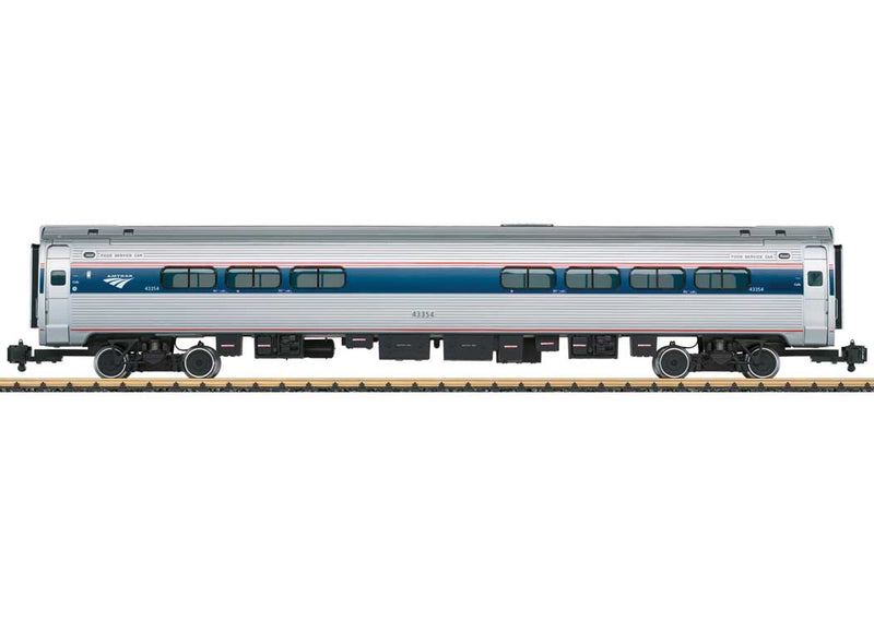 Amfleet(R) Cafe/Food Service with Lighting - Ready to Run -- Amtrak #48183 (Phase VI, silver, blue, red, white, Travelmark Logo)-1
