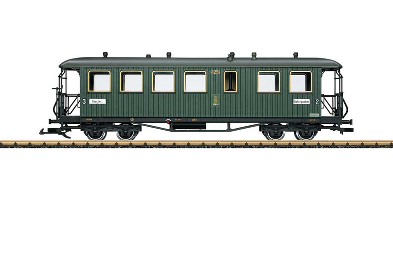 2nd-3rd Class Wood Coach - Ready to Run -- Saxon State Railroad (Era I, green, black)-1