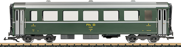 1st Class Passenger Car w/Interior Light - Ready to Run -- Rhaetian Railways RhB #A 1271 (1970s, green)