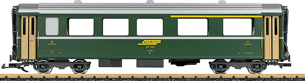 1st/2nd Class Passenger Car w/Interior Light - Ready to Run -- Rhaetian Railways RhB #B 2464 (1970s, green)