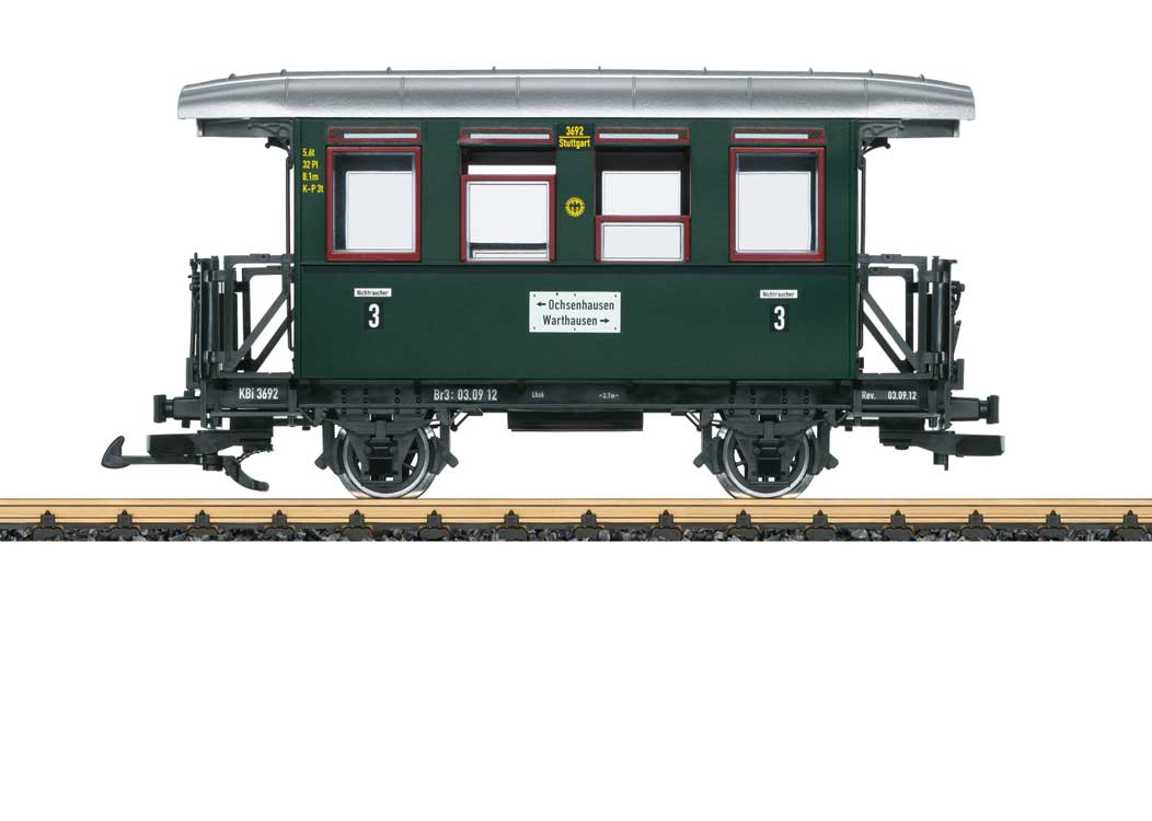 2-Axle Coach - Ready to Run -- Ochsle Museum Railroad #3692 (Era VI, green silver)