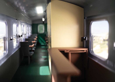 Type KB Bistro Lounge Car - Ready to Run -- Fichtelbergbahn SDG #970-436 (Era VI, green, gray, yellow)-4