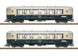 4-Axle Passenger Car 2-Pack - Ready to Run -- MOB Golden Mountain Pullman Express Set 2 (Era II 1930s, cream, blue)