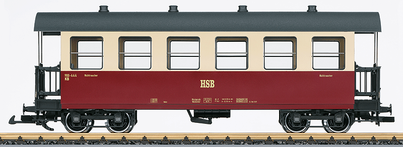 Type KB 2nd Class Coach - Ready to Run -- Harzquer Railroad HSB #900-443 (Era VI, red, ivory, gray)