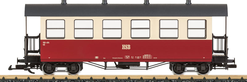 2nd Class Coach 2-Car Set - Ready to Run -- Harzquer Railroad HSB (red, ivory, gray)