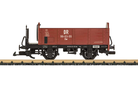 High-Side Wood Gondola - Ready to Run -- German State Railroad DR (Era III, Boxcar Red, black)