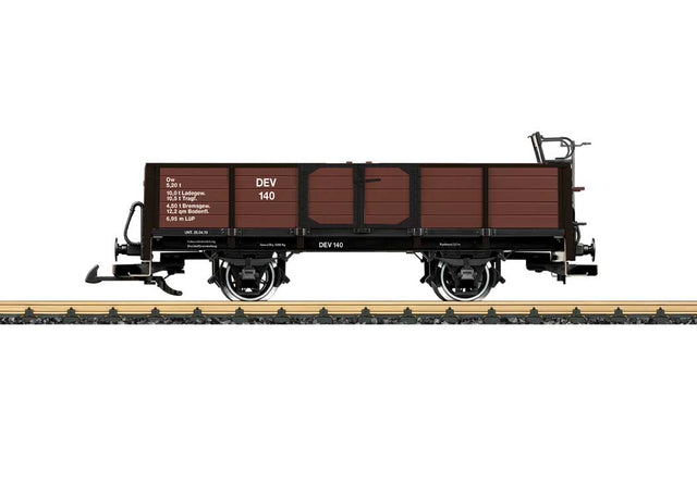 2-Axle Wood Gondola - Ready to Run -- DEV #140 (Boxcar Red, black)