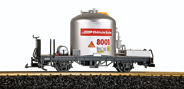Flatcar w/Cement Container (Silo) -- Rhaetian Railways Sika #8001