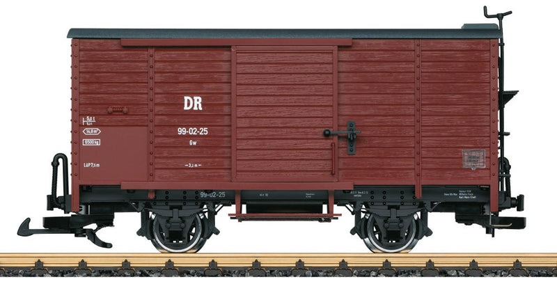 2-Axle Wood Boxcar - Ready to Run -- Harzquer Railroad HSB (Era VI, Boxcar Red)