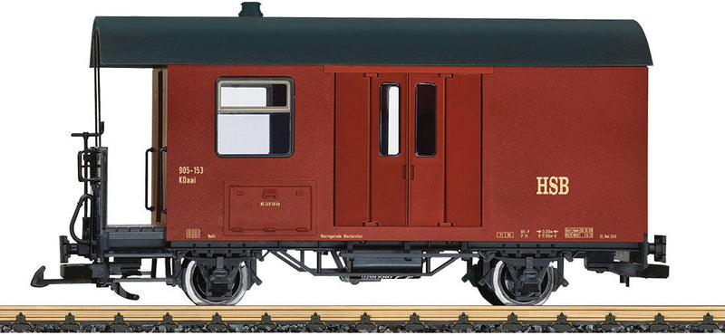 2-Axle Baggage - Ready to Run -- Harzquer Railroad HSB (Era VI, Boxcar Red)