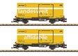 2-Axle Container Flatcar w/Container 2-Pack - Ready to Run -- Rhaetian Railways RhB (Era V, gray Flatcars; Post Containers, yellow)-1