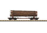Disconnect Log Car w/Load - Ready to Run -- Painted, Unlettered (Boxcar Red)-2