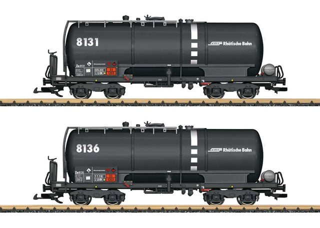 Type Za 4-Axle Tank Car 2-Pack - Ready to Run -- Rhaetian Railway RhB #Za 8131, Za 8136 (Era VI, black, silver)