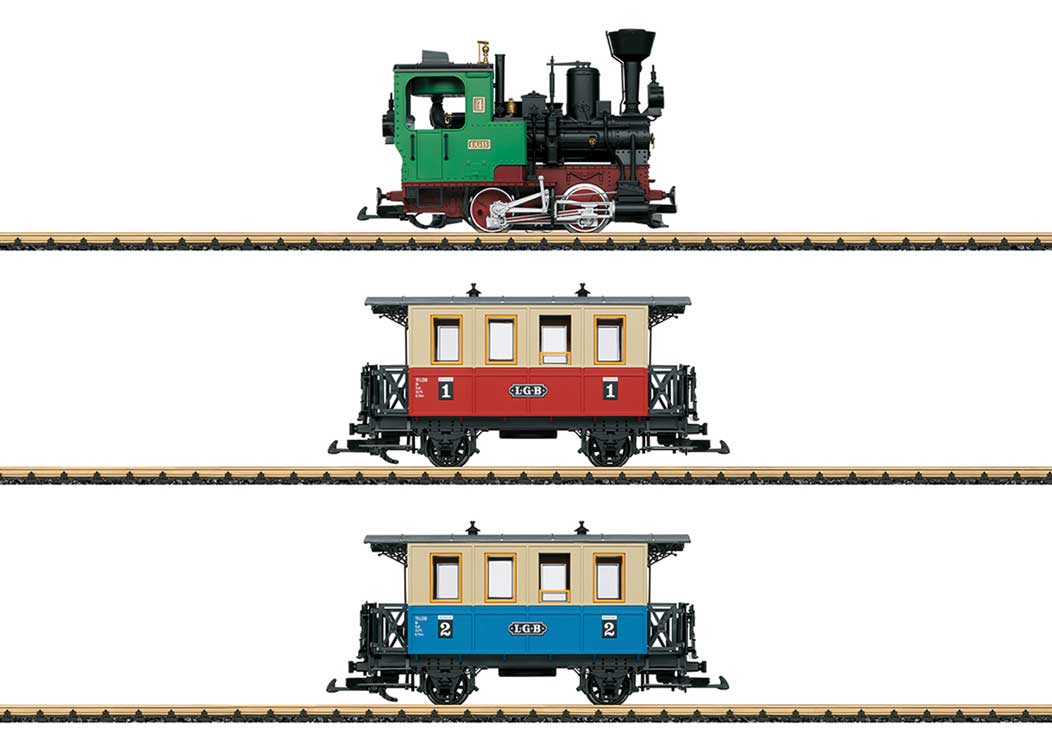 Passenger Train Starter Set -- 0-4-0T, 2 Cars, 50-3/4" 129cm Track Circle, 120V Controller-2
