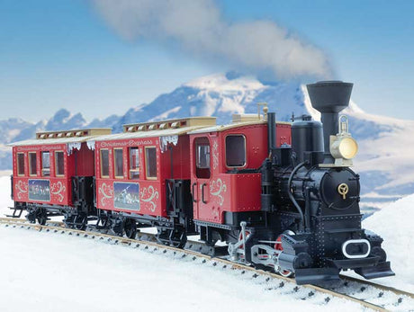 Train Starter Set - Standard DC -- Christmas Express (Locomotive, 2 Coaches; Nativity Scenes; red, black)-1