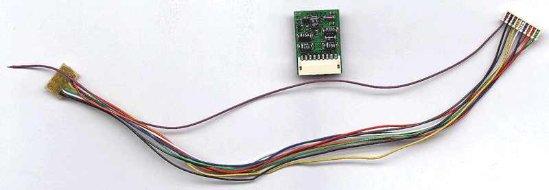 Digital Plus NMRA DCC Decoders -- JST Harness Series Decoder - 4 Funtion, 200mm Harness, NMRA Medium Plug