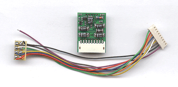 Digital Plus NMRA DCC Decoders -- JST Harness Series Decoder - 4 Function, 80mm Harness, NMRA Medium Plug