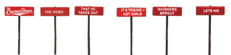 Burma Shave Sign Set pkg(6) -- Set #5 It's Trains, Not Girls...