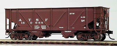PROTO 2000 Steel-Side War Emergency 50-Ton Hopper - Assembled -- Atchison, Topeka & Santa Fe #180688 (Mineral Red, white lettering)