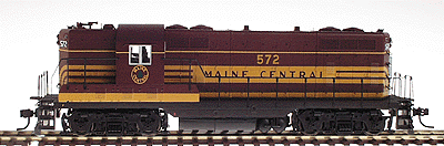 PROTO 2000 Diesel GP7 Phase I Powered -- Maine Central #572 (maroon, gold) w/Drop Steps & Steam Generator